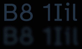 The font's normal appearance above, and a blur effect simulating how the same letters might appear to someone with a low-vision condition below.